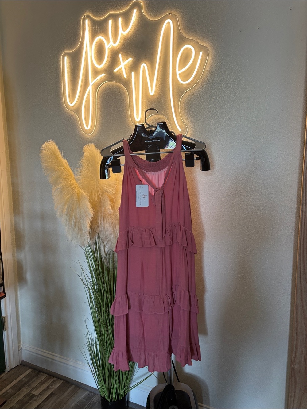 UMGEE Ruffled Tiered Sleeveless Dress - Rose Pink